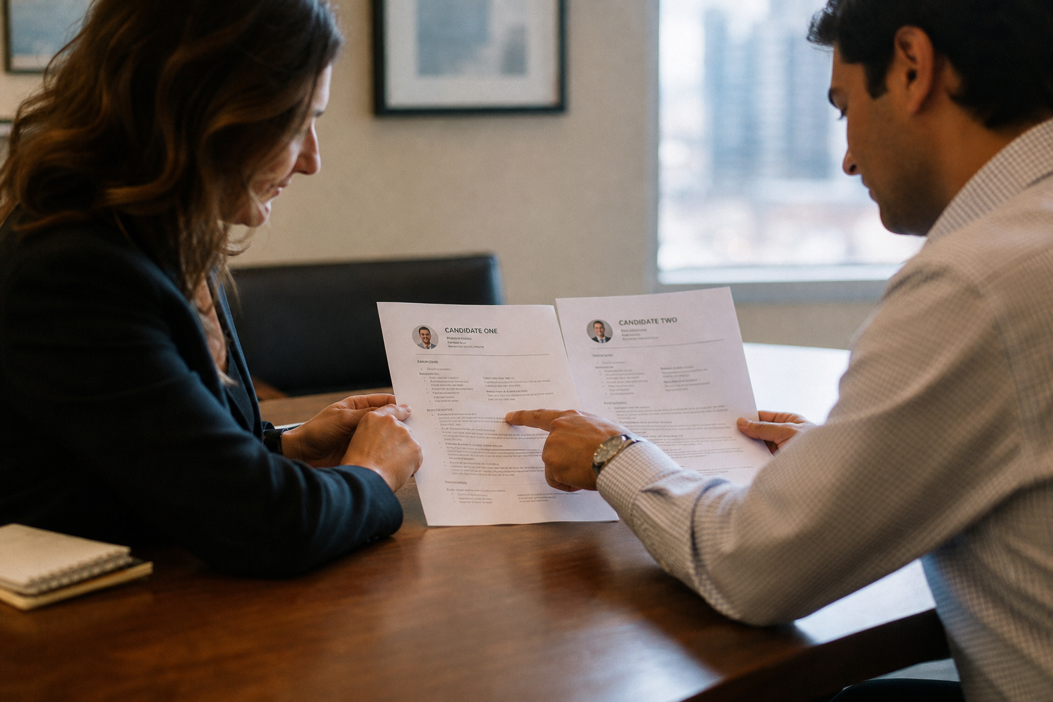 Recruiters matching two candidate profiles against one opening